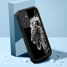 HONTINGA Samsung Galaxy M34 ile Uyumlu Kılıfı Düşüme Önleyici Basitlik Anti Düşme Kamera Korumali Aslan Siyah Desen Yumuşak Silikon Telefon Kılıfı Kadın ve Erkek Için Uygundur K2-0248