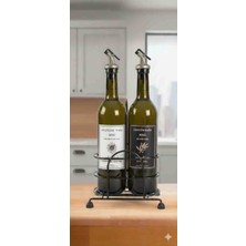 Büyülü Home 2 Li Amber 750 ml Cam Demir Stantlı Yağdanlık Zeytinyağı Ayçiçek Yağı Sisesi Yağlık Soslu