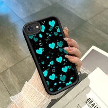 HONTINGA iPhone 8 ile Uyumlu Kılıfı Düşüme Önleyici Basitlik Anti Düşme Kamera Korumali Sevgi Siyah Desen Yumuşak Silikon Telefon Kılıfı Kadın ve Erkek Için Uygundur K2-0244