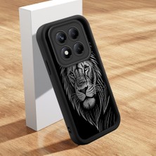 HONTINGA Xiaomi Redmi Note 14 Pro ile Uyumlu Kılıfı Düşüme Önleyici Basitlik Anti Düşme Kamera Korumali Aslan Siyah Desen Yumuşak Silikon Telefon Kılıfı Kadın ve Erkek Için Uygundur K2-0248