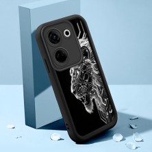 HONTINGA Tecno Camon 20 Pro 5g ile Uyumlu Kılıfı Düşüme Önleyici Basitlik Anti Düşme Kamera Korumali Aslan Siyah Desen Yumuşak Silikon Telefon Kılıfı Kadın ve Erkek Için Uygundur K2-0248