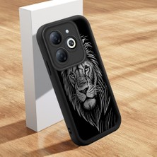 HONTINGA Tecno Spark Go 2024 ile Uyumlu Kılıfı Düşüme Önleyici Basitlik Anti Düşme Kamera Korumali Aslan Siyah Desen Yumuşak Silikon Telefon Kılıfı Kadın ve Erkek Için Uygundur K2-0248