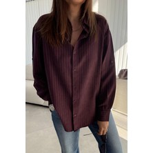 Et Mürdüm Çizgili Comfort Gömlek