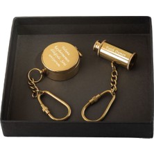 Hediye Shop Kişiye ve Isme Özel Pirinç Pusula ve Dürbün Anahtarlık Seti