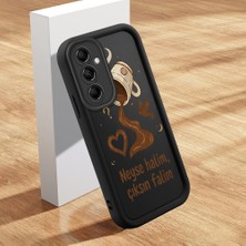 HONTINGA Samsung Galaxy M14 ile Uyumlu Kılıfı Düşüme Önleyici Basitlik Anti Düşme Kamera Korumali Esas Yazılar Siyah Desen Yumuşak Silikon Telefon Kılıfı Kadın ve Erkek Için Uygundur K2-0246