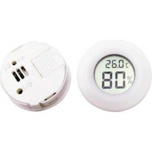 Termometre Nem Ölçer Dijital LCD Ekran Yuvarlak Beyaz