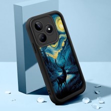 HONTINGA Realme C53 ile Uyumlu Kılıfı Düşüme Önleyici Basitlik Anti Düşme Kamera Korumali Hayvan Siyah Desen Yumuşak Silikon Telefon Kılıfı Kadın ve Erkek Için Uygundur K2-0247