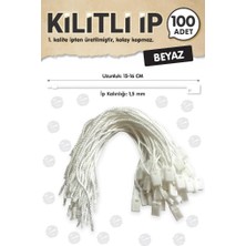 Tuğset Etiket Kilitli Ip Renkli Asmalı Etiket Bağlama Ipi Lock String Tag Rope 100 Adet Beyaz