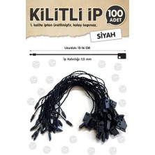 Tuğset Etiket Kilitli Ip Renkli Asmalı Etiket Bağlama Ipi Lock String Tag Rope 100 Adet Siyah