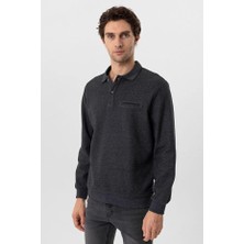 Süvari Rahat Kalıp Polo Yaka Düz Triko Kazak