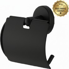 Premium Pirinç Karina Geniş Kapaklı Kağıtlık Mat Siyah