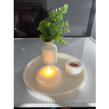 4'lü Beyaz Dekoratif Vazo ve Mumluk Seti