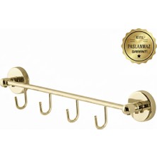 Premium Pirinç Karina Dörtlü Askılık Gold