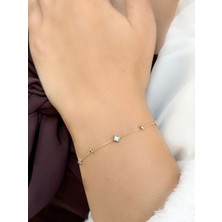 Uzundağ Kuyumculuk 14 Ayar Altın Sedef Mineli Yonca Bileklik