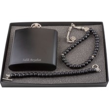 Hediye Shop Kişiye ve Isme Özel Siyah Matara, Tesbih ve Bileklik Seti