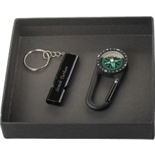 Hediye Shop Kişiye ve Isme Özel Karabina Pusula ve Anahtarlık Düdük Seti