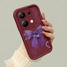 HONTINGA Xiaomi Redmi Note 13 Pro 4g ile Uyumlu Kılıfı Düşüme Önleyici Basitlik Anti Düşme Kamera Korumali Bant Knotu Bordo Desen Yumuşak Silikon Telefon Kılıfı Kadın ve Erkek Için Uygundur K2-7122