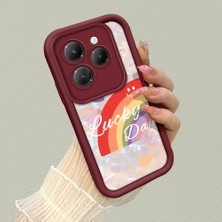 HONTINGA Infinix Hot 40 Pro ile Uyumlu Kılıfı Düşüme Önleyici Basitlik Anti Düşme Kamera Korumali Gökkuşağı Kalbi Bordo Desen Yumuşak Silikon Telefon Kılıfı Kadın ve Erkek Için Uygundur K2-7126