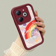 HONTINGA Infinix Smart 8 ile Uyumlu Kılıfı Düşüme Önleyici Basitlik Anti Düşme Kamera Korumali Gökkuşağı Kalbi Bordo Desen Yumuşak Silikon Telefon Kılıfı Kadın ve Erkek Için Uygundur K2-7126