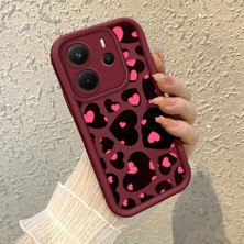 HONTINGA Xiaomi Redmi Note 14 ile Uyumlu Kılıfı Düşüme Önleyici Basitlik Anti Düşme Kamera Korumali Kalp Petalleri Bordo Desen Yumuşak Silikon Telefon Kılıfı Kadın ve Erkek Için Uygundur K2-7124