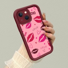 HONTINGA iPhone 15 Plus ile Uyumlu Kılıfı Düşüme Önleyici Basitlik Anti Düşme Kamera Korumali Elma Bordo Desen Yumuşak Silikon Telefon Kılıfı Kadın ve Erkek Için Uygundur K2-7125