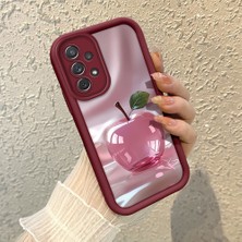HONTINGA Samsung Galaxy A72 ile Uyumlu Kılıfı Düşüme Önleyici Basitlik Anti Düşme Kamera Korumali Elma Bordo Desen Yumuşak Silikon Telefon Kılıfı Kadın ve Erkek Için Uygundur K2-7125