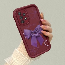 HONTINGA Samsung Galaxy A52S 5g ile Uyumlu Kılıfı Düşüme Önleyici Basitlik Anti Düşme Kamera Korumali Bant Knotu Bordo Desen Yumuşak Silikon Telefon Kılıfı Kadın ve Erkek Için Uygundur K2-7122