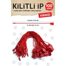 Tuğset Etiket Kilitli Ip Renkli Asmalı Etiket Bağlama Ipi Lock String Tag Rope 100 Adet Kırmızı