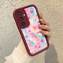 HONTINGA Samsung Galaxy S23 Fe ile Uyumlu Kılıfı Düşüme Önleyici Basitlik Anti Düşme Kamera Korumali Gökkuşağı Kalbi Bordo Desen Yumuşak Silikon Telefon Kılıfı Kadın ve Erkek Için Uygundur K2-7126