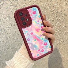 HONTINGA Samsung Galaxy A32 ile Uyumlu Kılıfı Düşüme Önleyici Basitlik Anti Düşme Kamera Korumali Gökkuşağı Kalbi Bordo Desen Yumuşak Silikon Telefon Kılıfı Kadın ve Erkek Için Uygundur K2-7126