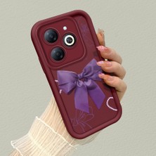 HONTINGA Infinix Smart 8 Pro ile Uyumlu Kılıfı Düşüme Önleyici Basitlik Anti Düşme Kamera Korumali Bant Knotu Bordo Desen Yumuşak Silikon Telefon Kılıfı Kadın ve Erkek Için Uygundur K2-7122