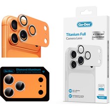 Go-Des iPhone 17 Pro Max Go Des FC006 Diamond Titanyum Serisi Anti Reflective Kamera Lens Koruyucu Turuncu
