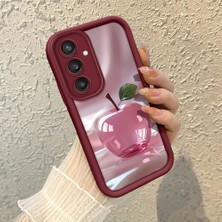 HONTINGA Samsung Galaxy S23 Fe ile Uyumlu Kılıfı Düşüme Önleyici Basitlik Anti Düşme Kamera Korumali Elma Bordo Desen Yumuşak Silikon Telefon Kılıfı Kadın ve Erkek Için Uygundur K2-7125