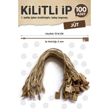 Tuğset Etiket Kilitli Ip Renkli Asmalı Etiket Bağlama Ipi Lock String Tag Rope 100 Adet Jüt Hasır