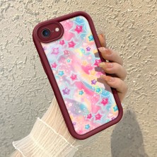 HONTINGA iPhone 8 ile Uyumlu Kılıfı Düşüme Önleyici Basitlik Anti Düşme Kamera Korumali Gökkuşağı Kalbi Bordo Desen Yumuşak Silikon Telefon Kılıfı Kadın ve Erkek Için Uygundur K2-7126