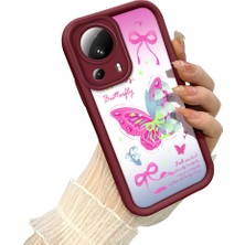 HONTINGA Xiaomi Mi 13 Lite ile Uyumlu Kılıfı Düşüme Önleyici Basitlik Anti Düşme Kamera Korumali Saç Bantı Knotu Bordo Desen Yumuşak Silikon Telefon Kılıfı Kadın ve Erkek Için Uygundur K2-7123