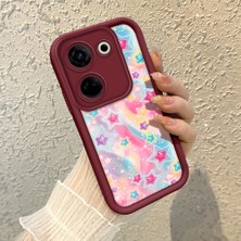 HONTINGA Tecno Camon 20 ile Uyumlu Kılıfı Düşüme Önleyici Basitlik Anti Düşme Kamera Korumali Gökkuşağı Kalbi Bordo Desen Yumuşak Silikon Telefon Kılıfı Kadın ve Erkek Için Uygundur K2-7126