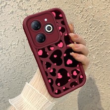HONTINGA Infinix Smart 8 Pro ile Uyumlu Kılıfı Düşüme Önleyici Basitlik Anti Düşme Kamera Korumali Kalp Petalleri Bordo Desen Yumuşak Silikon Telefon Kılıfı Kadın ve Erkek Için Uygundur K2-7124