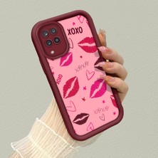 HONTINGA Samsung Galaxy M12 ile Uyumlu Kılıfı Düşüme Önleyici Basitlik Anti Düşme Kamera Korumali Elma Bordo Desen Yumuşak Silikon Telefon Kılıfı Kadın ve Erkek Için Uygundur K2-7125