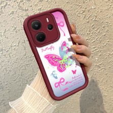 HONTINGA Xiaomi Redmi Note 14 ile Uyumlu Kılıfı Düşüme Önleyici Basitlik Anti Düşme Kamera Korumali Saç Bantı Knotu Bordo Desen Yumuşak Silikon Telefon Kılıfı Kadın ve Erkek Için Uygundur K2-7123