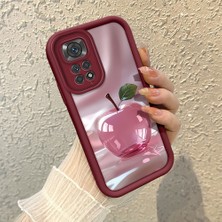 HONTINGA Xiaomi Redmi Note 11S ile Uyumlu Kılıfı Düşüme Önleyici Basitlik Anti Düşme Kamera Korumali Elma Bordo Desen Yumuşak Silikon Telefon Kılıfı Kadın ve Erkek Için Uygundur K2-7125