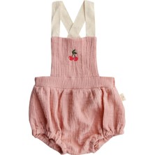 Miela Kids Kiraz Nakışlı Müslin Bebek Salopet