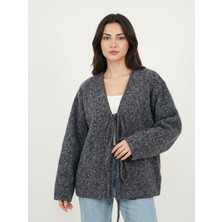 Okka Moda Kadın Ön Bağlamalı Kaşe Hırka