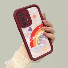 HONTINGA Samsung Galaxy A32 ile Uyumlu Kılıfı Düşüme Önleyici Basitlik Anti Düşme Kamera Korumali Gökkuşağı Kalbi Bordo Desen Yumuşak Silikon Telefon Kılıfı Kadın ve Erkek Için Uygundur K2-7126