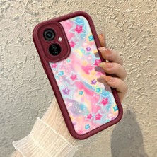 HONTINGA Tecno Camon 19 Neo ile Uyumlu Kılıfı Düşüme Önleyici Basitlik Anti Düşme Kamera Korumali Gökkuşağı Kalbi Bordo Desen Yumuşak Silikon Telefon Kılıfı Kadın ve Erkek Için Uygundur K2-7126