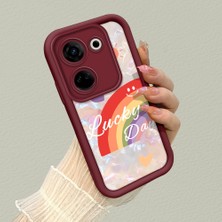 HONTINGA Tecno Camon 20 ile Uyumlu Kılıfı Düşüme Önleyici Basitlik Anti Düşme Kamera Korumali Gökkuşağı Kalbi Bordo Desen Yumuşak Silikon Telefon Kılıfı Kadın ve Erkek Için Uygundur K2-7126