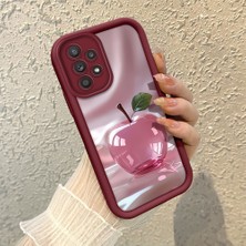 HONTINGA Samsung Galaxy A52S 5g ile Uyumlu Kılıfı Düşüme Önleyici Basitlik Anti Düşme Kamera Korumali Elma Bordo Desen Yumuşak Silikon Telefon Kılıfı Kadın ve Erkek Için Uygundur K2-7125