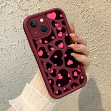 HONTINGA iPhone 13 ile Uyumlu Kılıfı Düşüme Önleyici Basitlik Anti Düşme Kamera Korumali Kalp Petalleri Bordo Desen Yumuşak Silikon Telefon Kılıfı Kadın ve Erkek Için Uygundur K2-7124