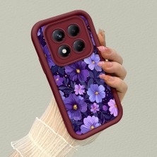 HONTINGA Xiaomi Redmi Note 14 Pro ile Uyumlu Kılıfı Düşüme Önleyici Basitlik Anti Düşme Kamera Korumali Kalp Petalleri Bordo Desen Yumuşak Silikon Telefon Kılıfı Kadın ve Erkek Için Uygundur K2-7124