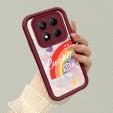 HONTINGA Xiaomi Redmi Note 14 Pro Plus ile Uyumlu Kılıfı Düşüme Önleyici Basitlik Anti Düşme Kamera Korumali Gökkuşağı Kalbi Bordo Desen Yumuşak Silikon Telefon Kılıfı Kadın ve Erkek Için Uygundur K2-7126